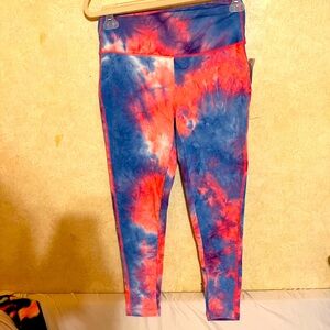 Zenana Pink/Blue Tie Dye Microfiber Full Length Leggings